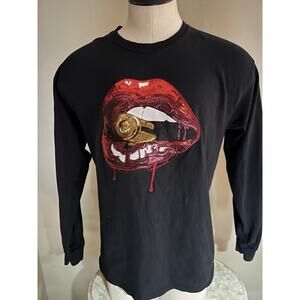 Hardten Men L Sequined BIG Lips Biting Bullet, Long Sleeve Bullet